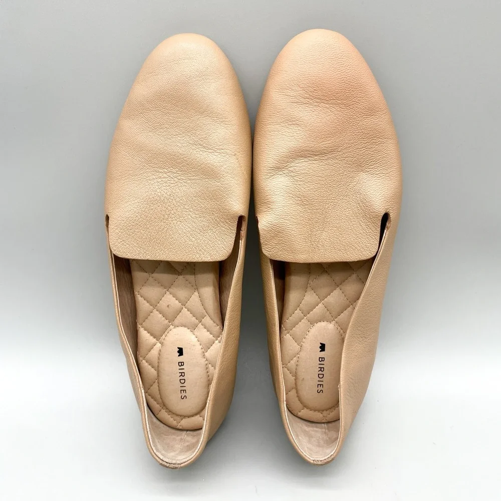 Birdies Womens 8.5 The Starling Smoking Slipper Loafers Tan Leather Chic Preppy